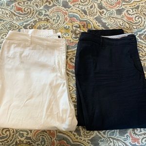 Two pairs of Talbots Perfect Crop cotton pants black and white 20W